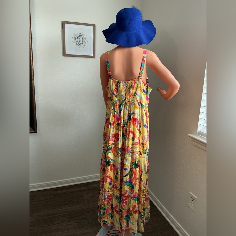 FARM Rio Yellow Floral Maxi Dress with Multicolor Print Size XL - Picture 4 of 14